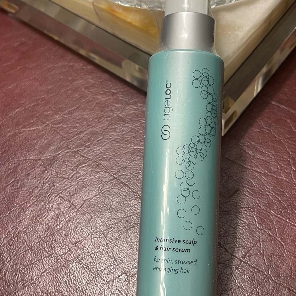 Blue Skincare Serum with Metallic Pump Dispenser